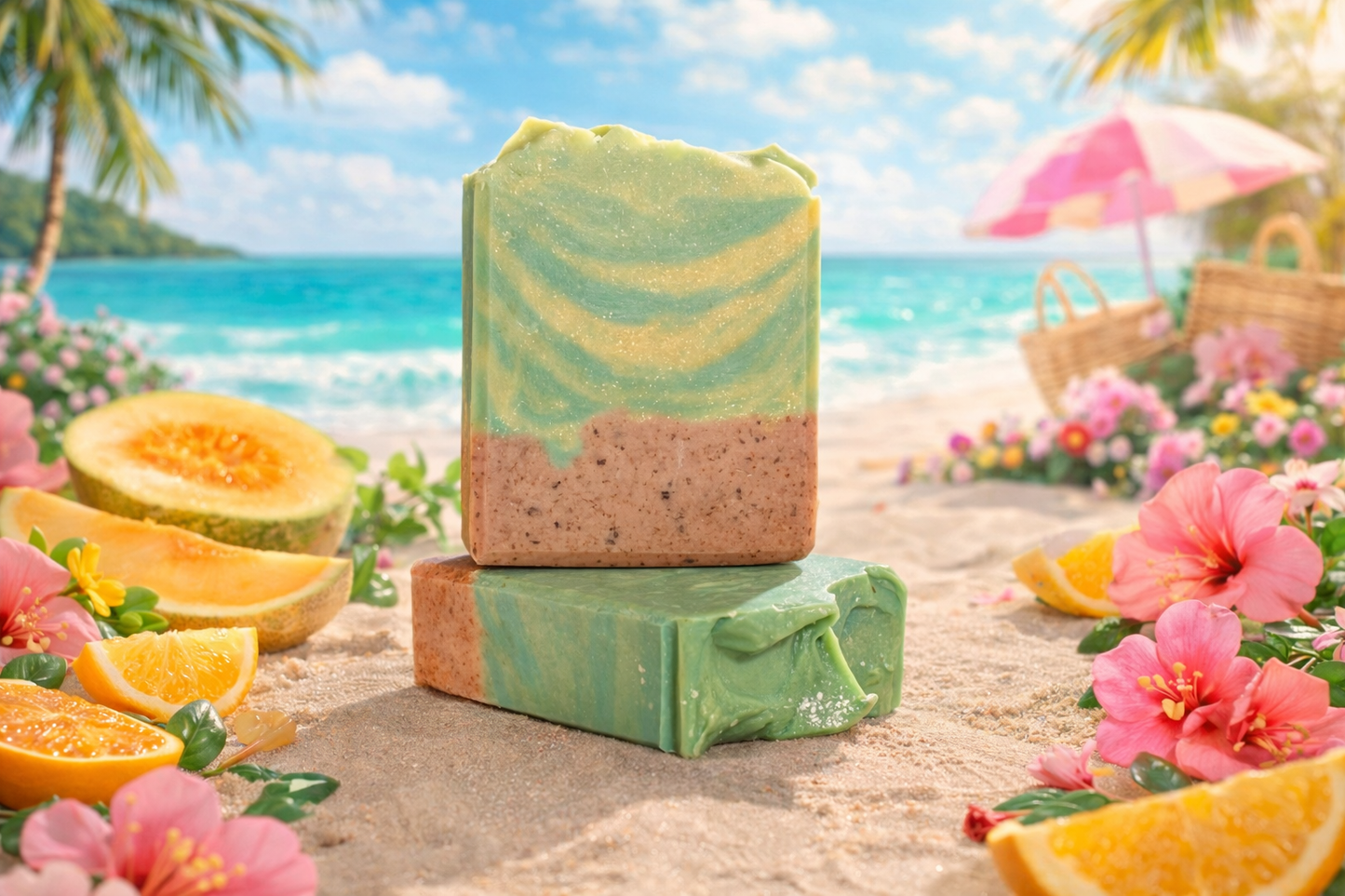 Blushing Sands Goat Milk & Tallow Soap Bar – Tropical Floral Beach Scent