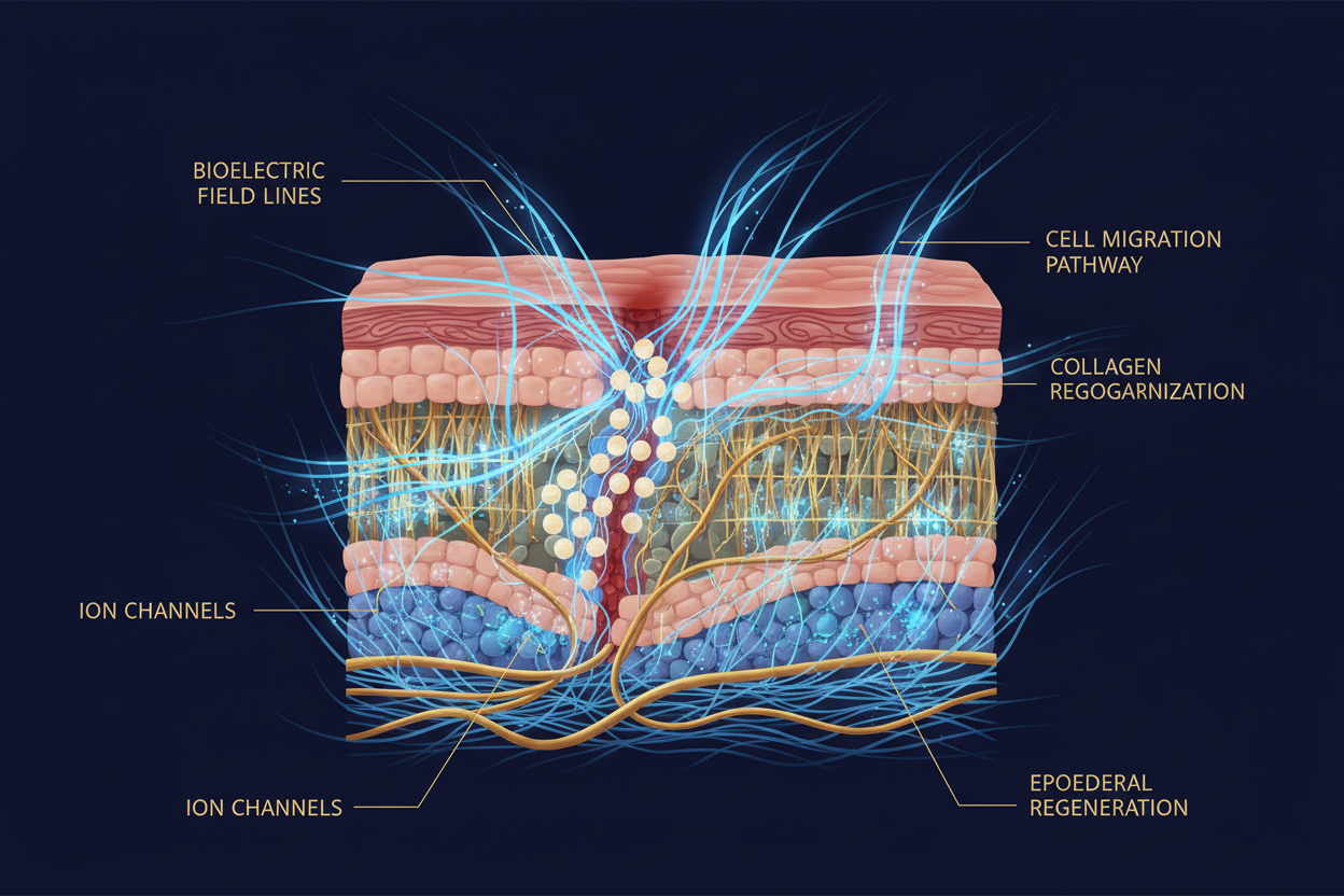 Bioelectric Skin Signaling Decoded — How Electrical Fields Control Wound Healing, Collagen, and Cellular Repair