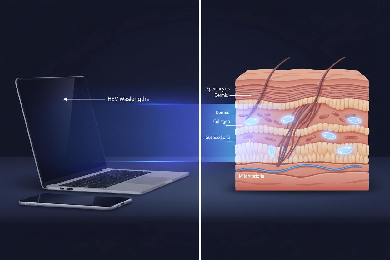 Blue Light & Skin Decoded: The Complete Science of HEV Light, Screen Exposure, and What the Evidence Actually Says About Digital Aging