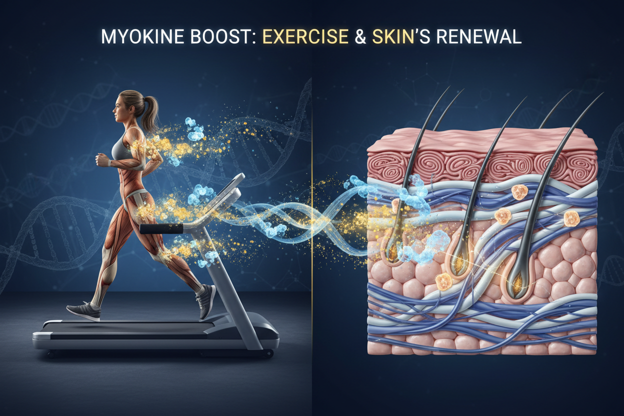 Exercise & Skin Aging Decoded: The Myokine Revolution — How Movement Rewires Your Skin Biology, Slows Biological Age, and Grows Hair