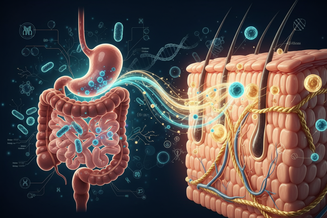 The Gut-Skin Axis Decoded: How Your Microbiome Controls Your Skin, Hair, and Biological Age — And the Science of Fixing It