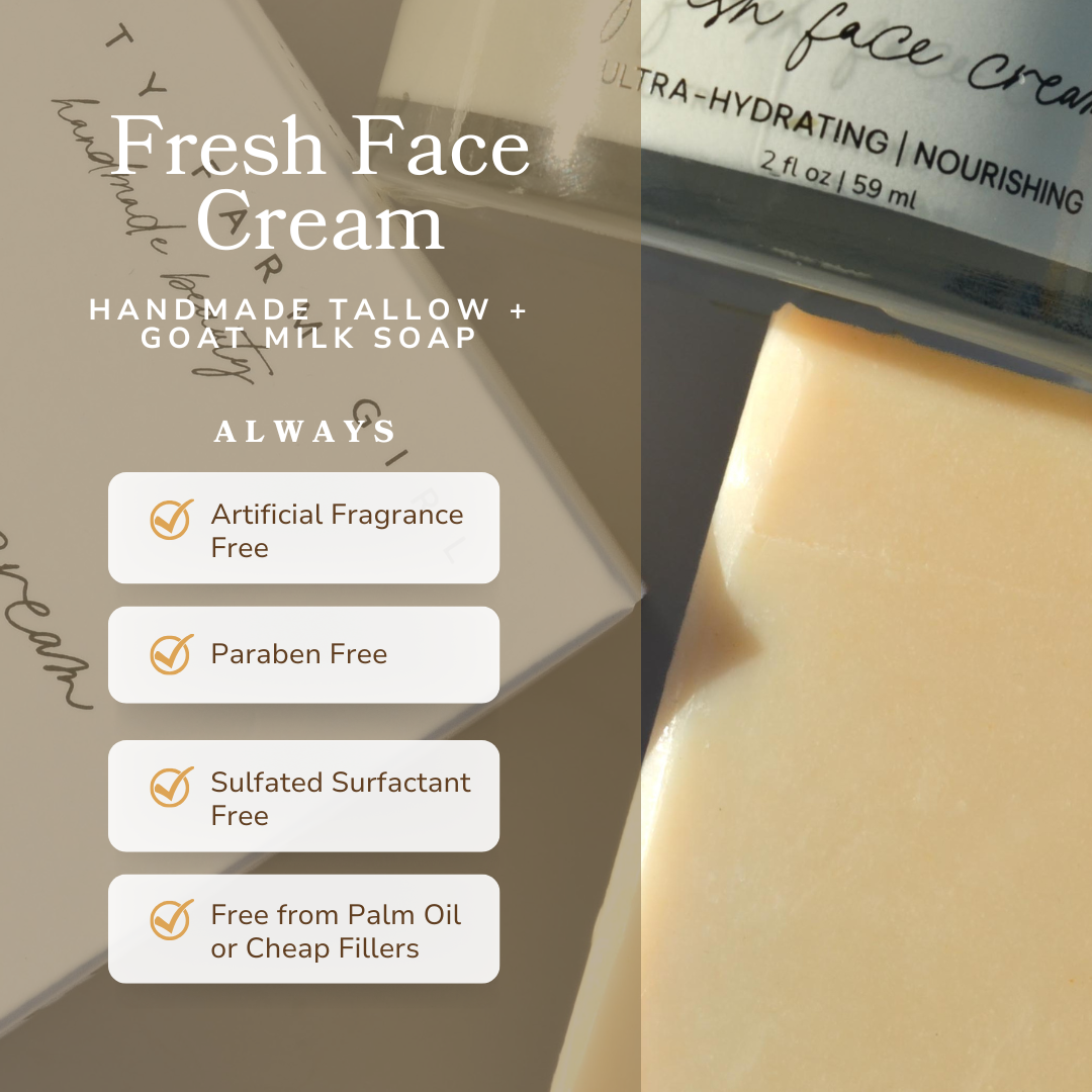 Fresh Face Cream Facial Bar – Tallow & Goat Milk Cleansing Bar
