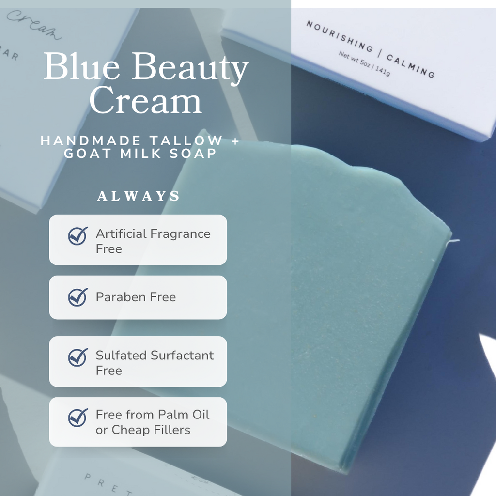 Blue Beauty Cream Facial Bar – Blue Tansy Tallow & Goat Milk Cleansing Bar