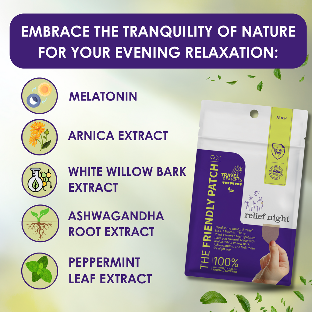 Relief Night Patches: Arnica & Melatonin for Deep Sleep - 8 Pack