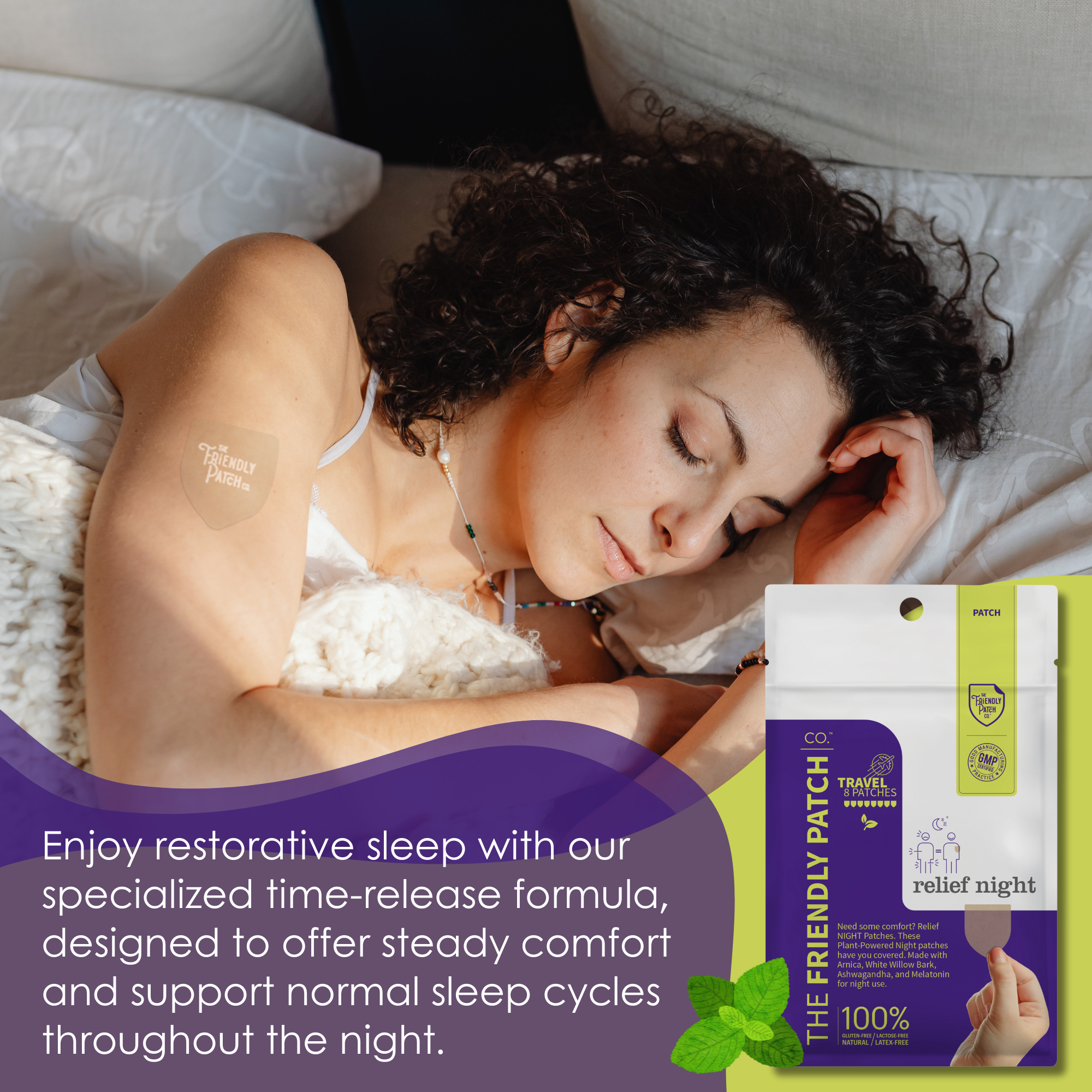 Relief Night Patches: Arnica & Melatonin for Deep Sleep - 8 Pack
