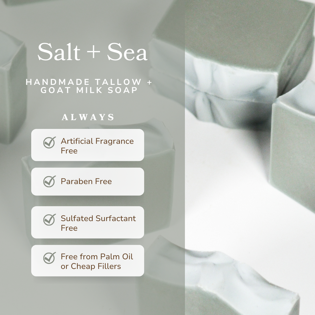 Salt + Sea Bar – Handmade Tallow & Goat Milk Soap with Eucalyptus & Peppermint