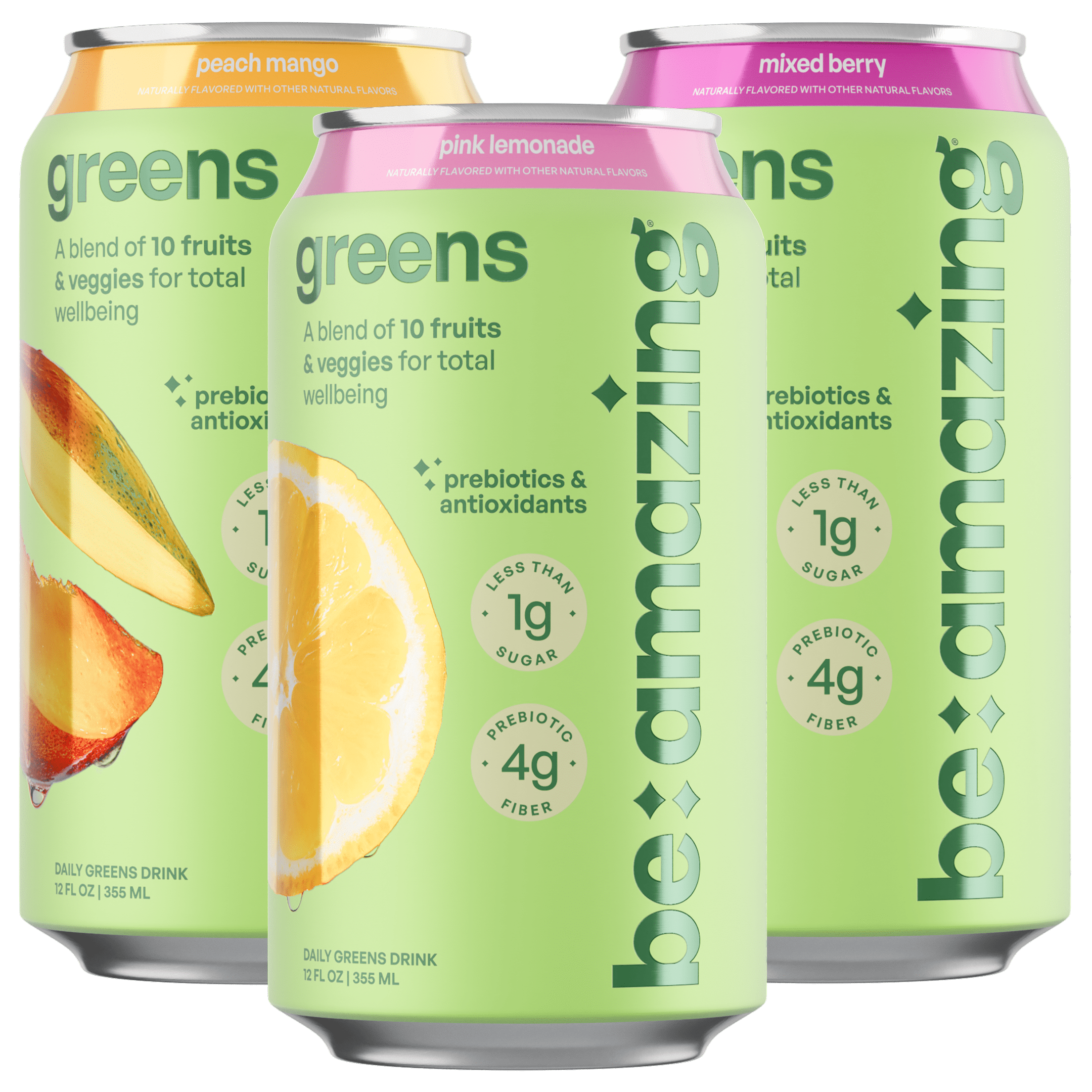 Be Amazing Daily Greens Drink — RTD Greens Can with 10 Organic Fruits & Veggies