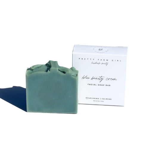 Blue Beauty Cream Facial Bar – Blue Tansy Tallow & Goat Milk Cleansing Bar
