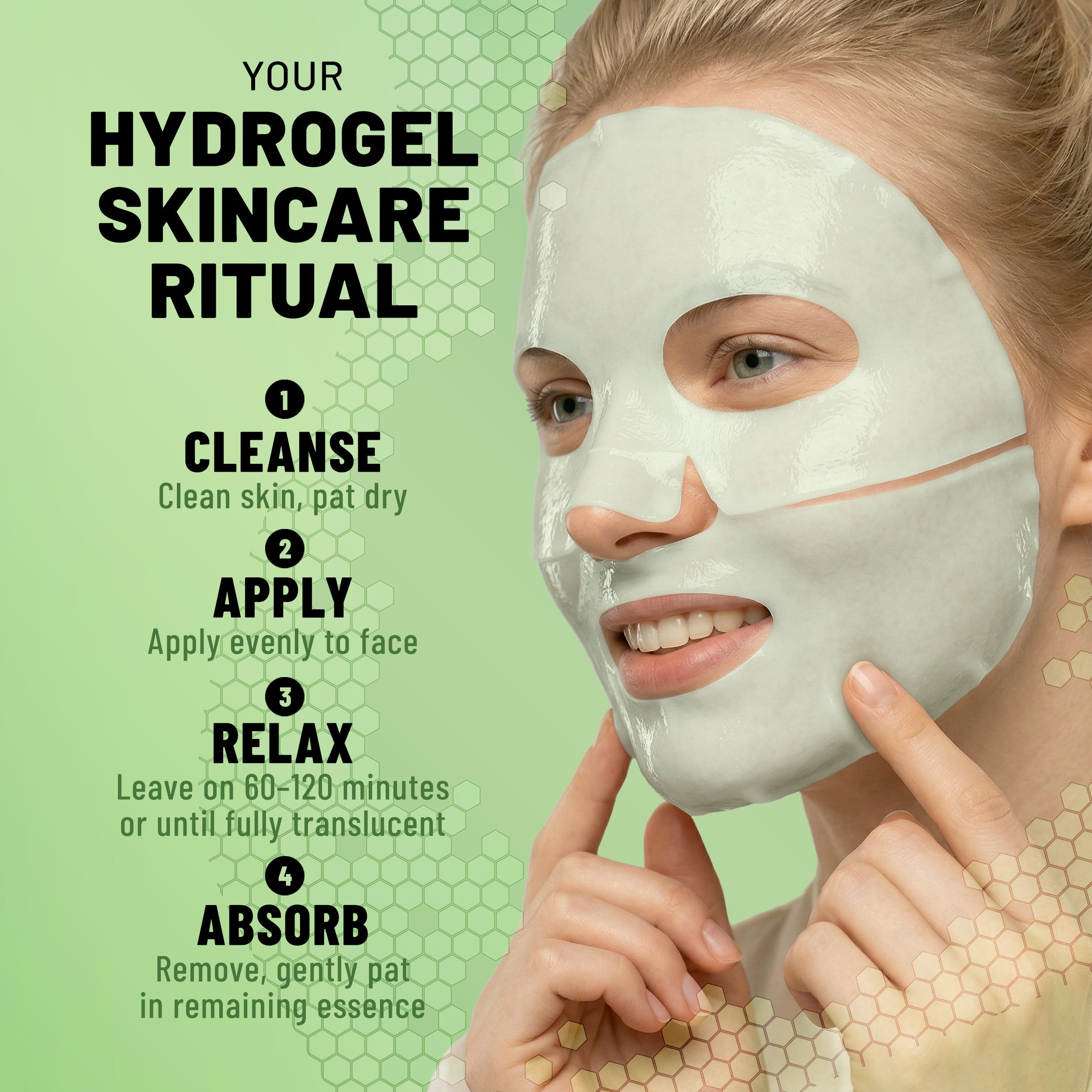 Bio-Collagen Hydrogel Face Mask, Hydrating & Repairing Mask with Snail Mucin & Hyaluronic Acid, 6 Masks