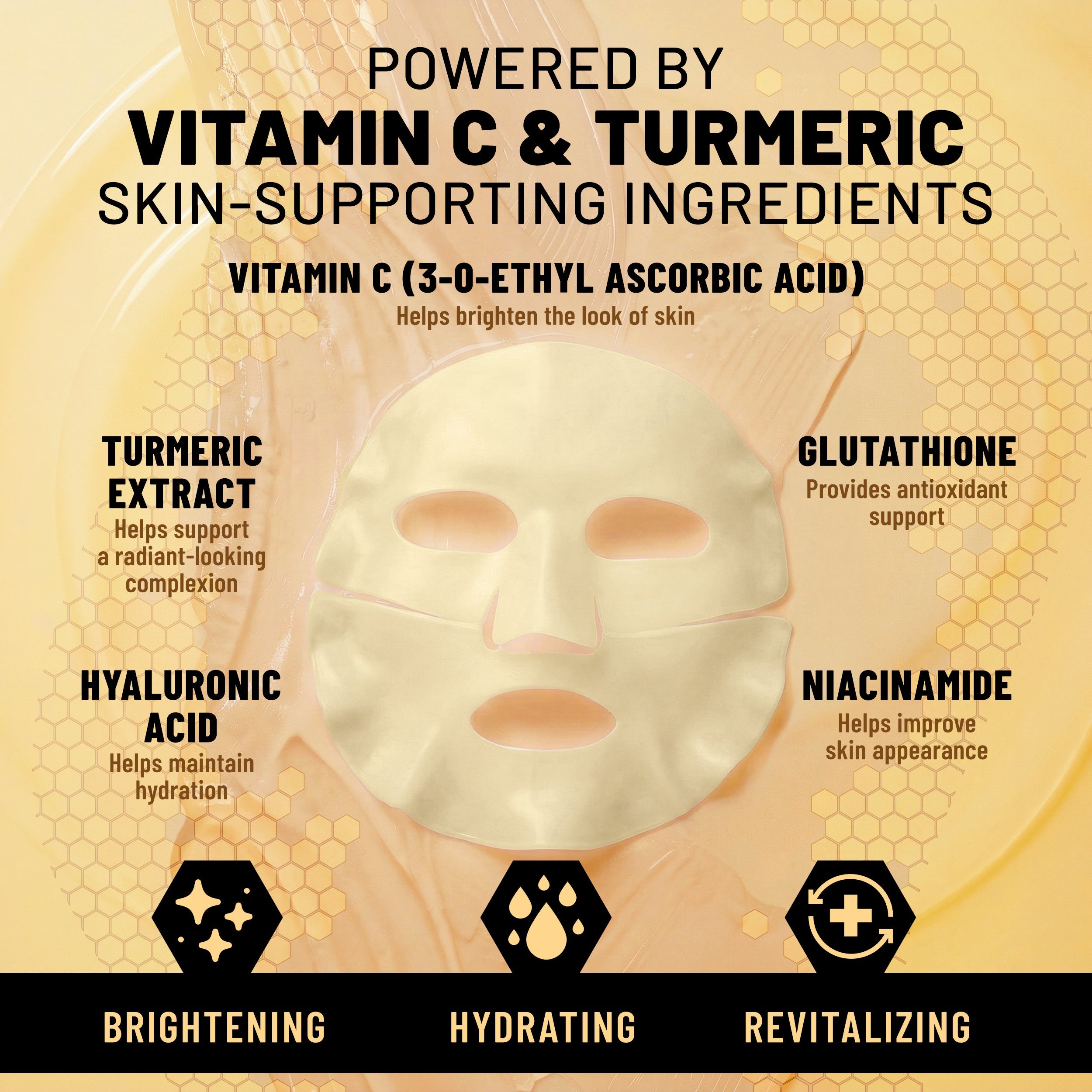Bio-Collagen Hydrogel Face Mask, Brightening & Illuminating Mask with Turmeric & Vitamin C, 6 Masks