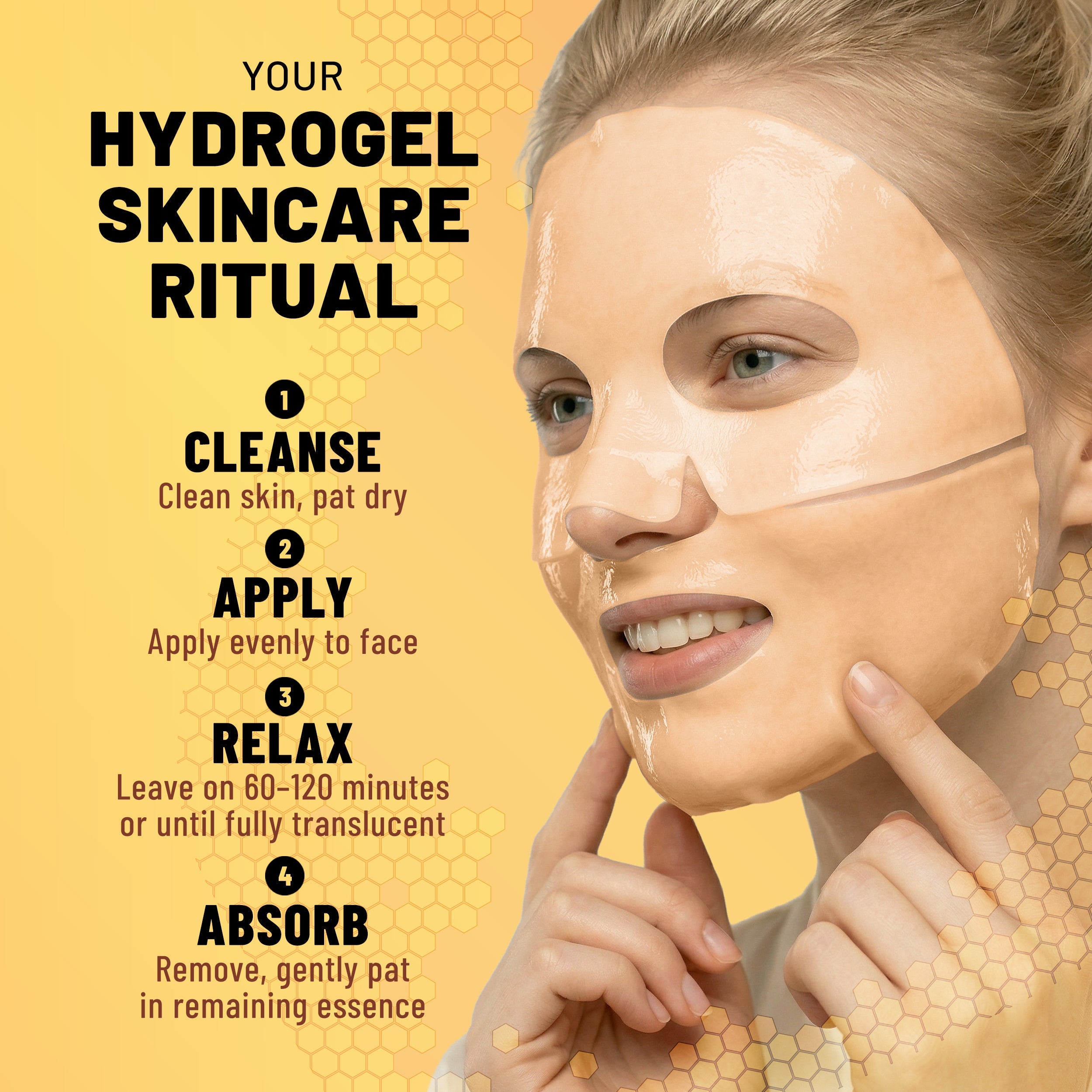 Bio-Collagen Hydrogel Face Mask, Brightening & Illuminating Mask with Turmeric & Vitamin C, 6 Masks