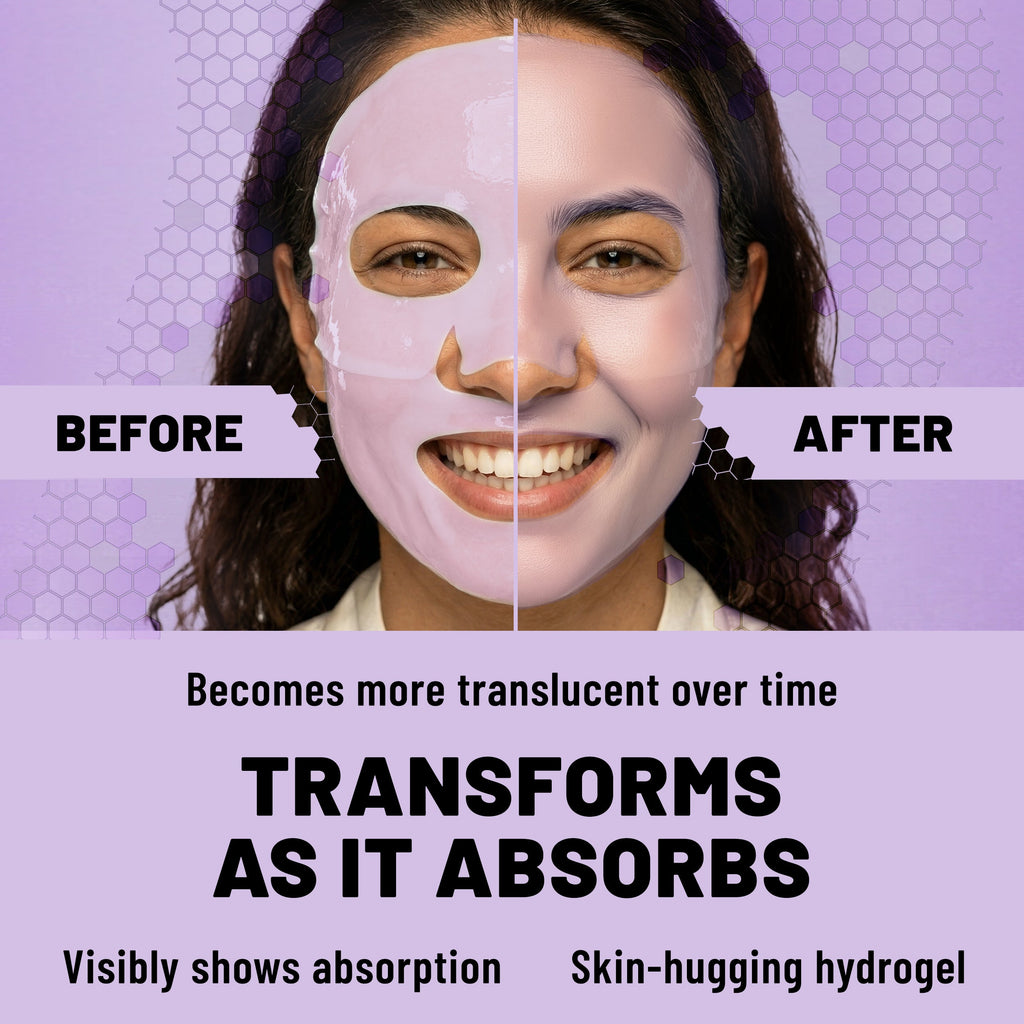 Bio-Collagen Hydrogel Face Mask Purple Edition, Hydrating & Nourishing Mask with Collagen, Hyaluronic Acid & Niacinamide, 6 masks