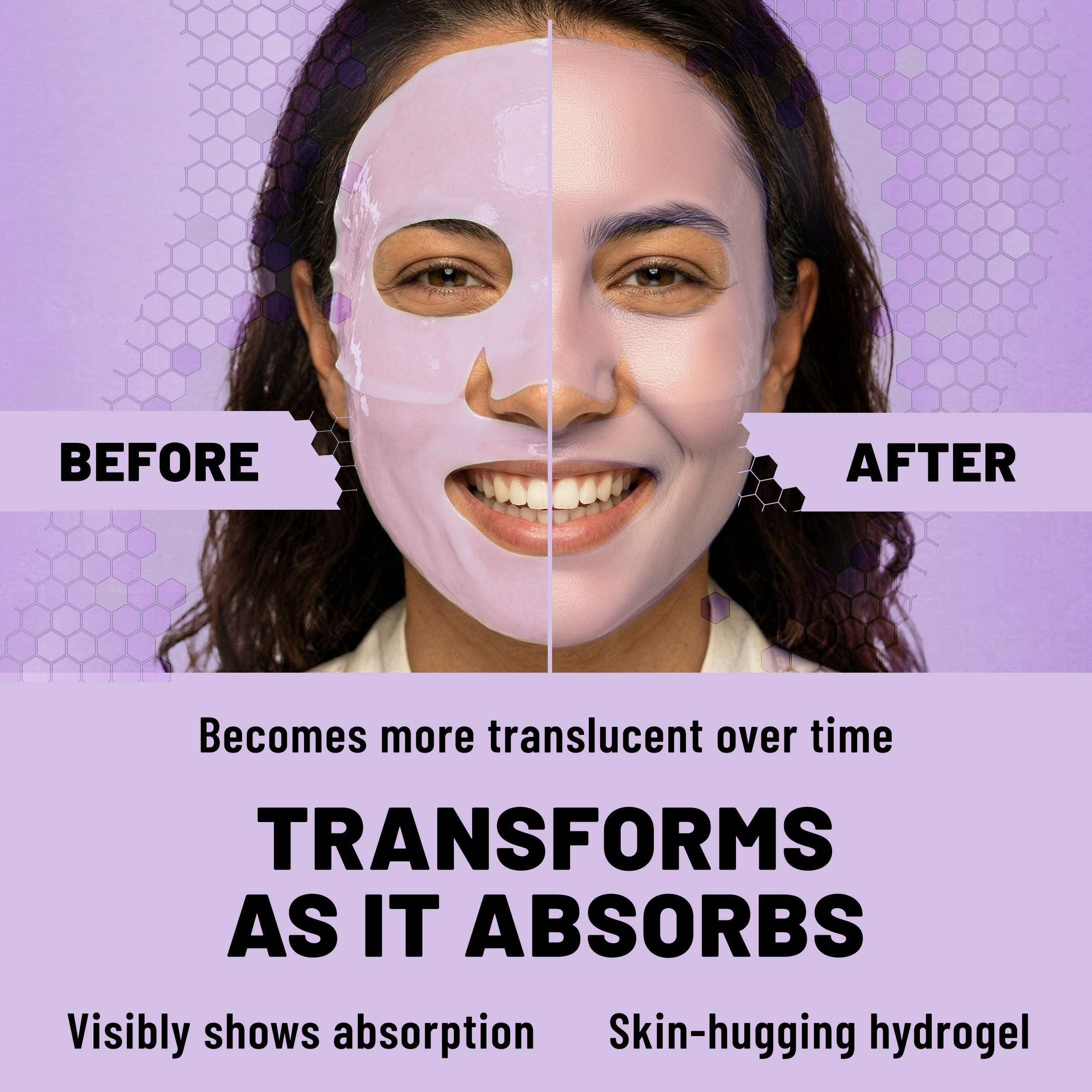 Bio-Collagen Hydrogel Face Mask Purple Edition, Hydrating & Nourishing Mask with Collagen, Hyaluronic Acid & Niacinamide, 6 masks