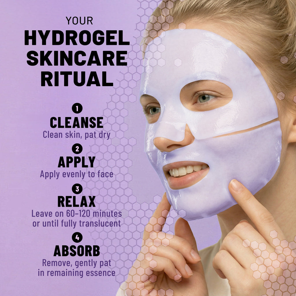 Bio-Collagen Hydrogel Face Mask Purple Edition, Hydrating & Nourishing Mask with Collagen, Hyaluronic Acid & Niacinamide, 6 masks