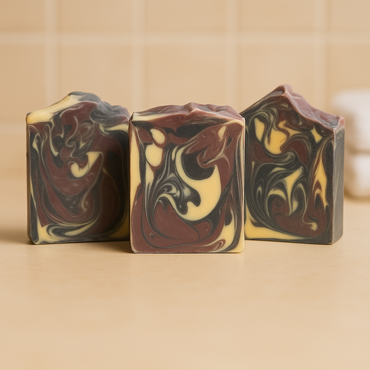 Black Cherry Goat Milk Soap Bar – Artisan Swirl with Vanilla & Almond