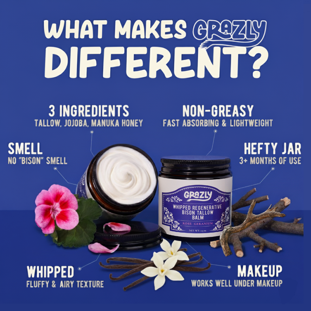 Whipped Bison Tallow & Manuka Honey Moisturizing Balm – Regenerative Skin Nourishment