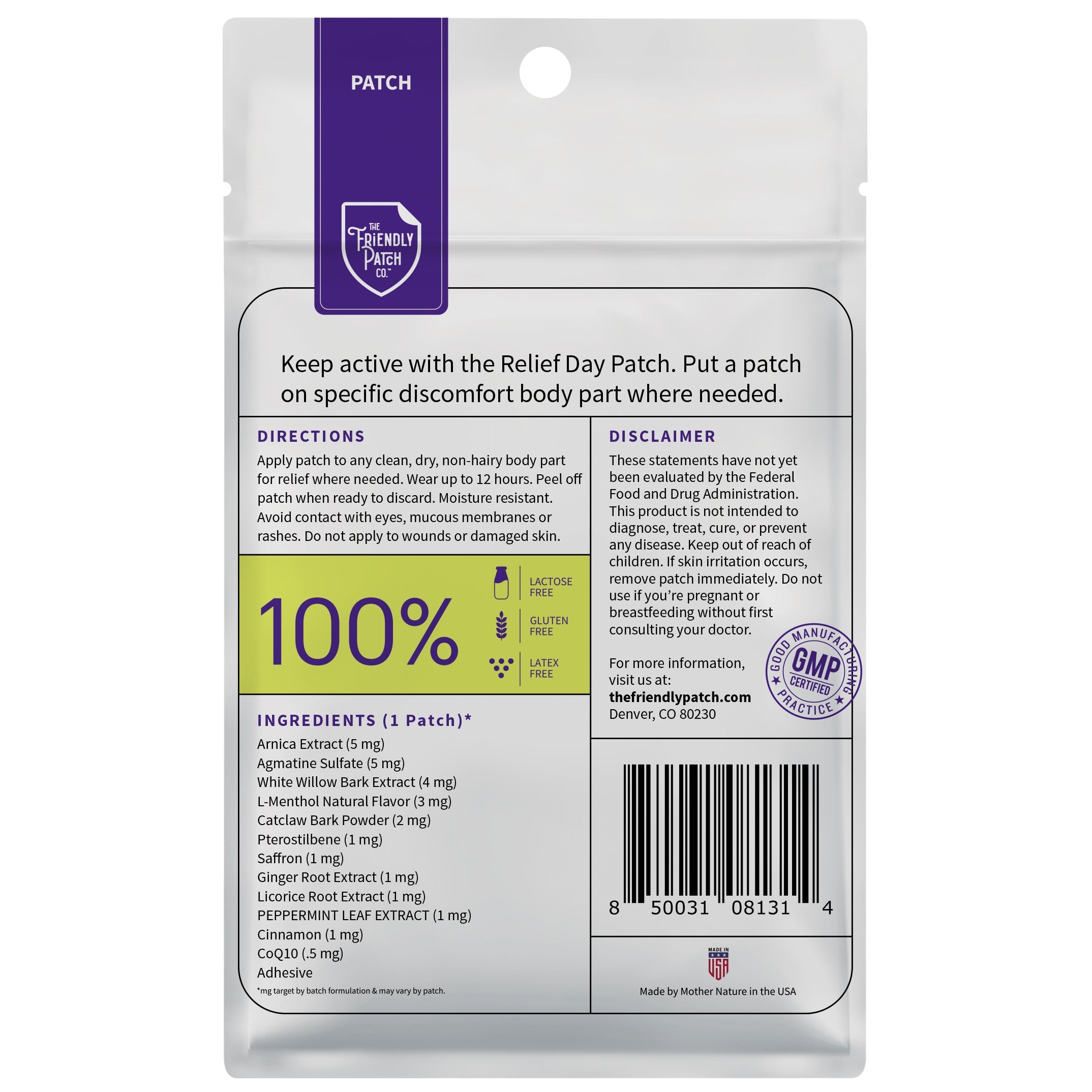 Relief Day Patches: Sustained Arnica & Willow Bark Patches - 8 pack