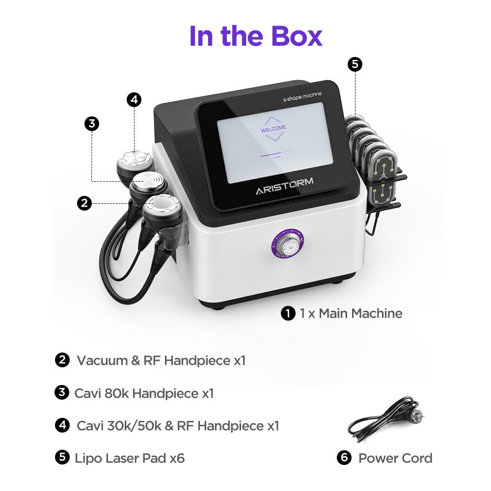 Aristorm 4-in-1 S-Shape Multi-Frequency Cavitation RF & 160mW LED Laser Lipo System