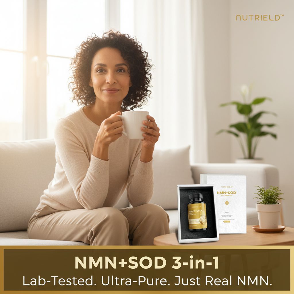 nuTRIELD NMN+SOD 3-in-1 — Yeast-Derived β-NMN, SOD & Pterostilbene