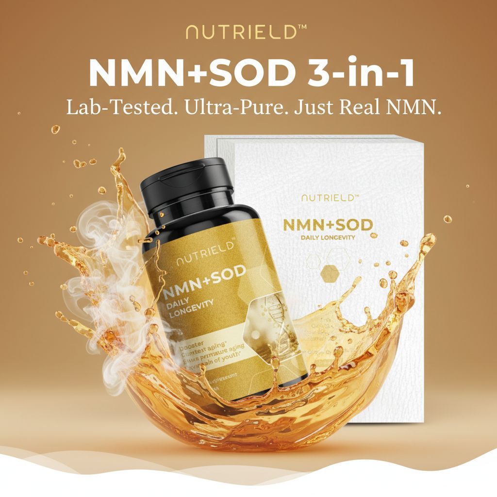 nuTRIELD NMN+SOD 3-in-1 — Yeast-Derived β-NMN, SOD & Pterostilbene