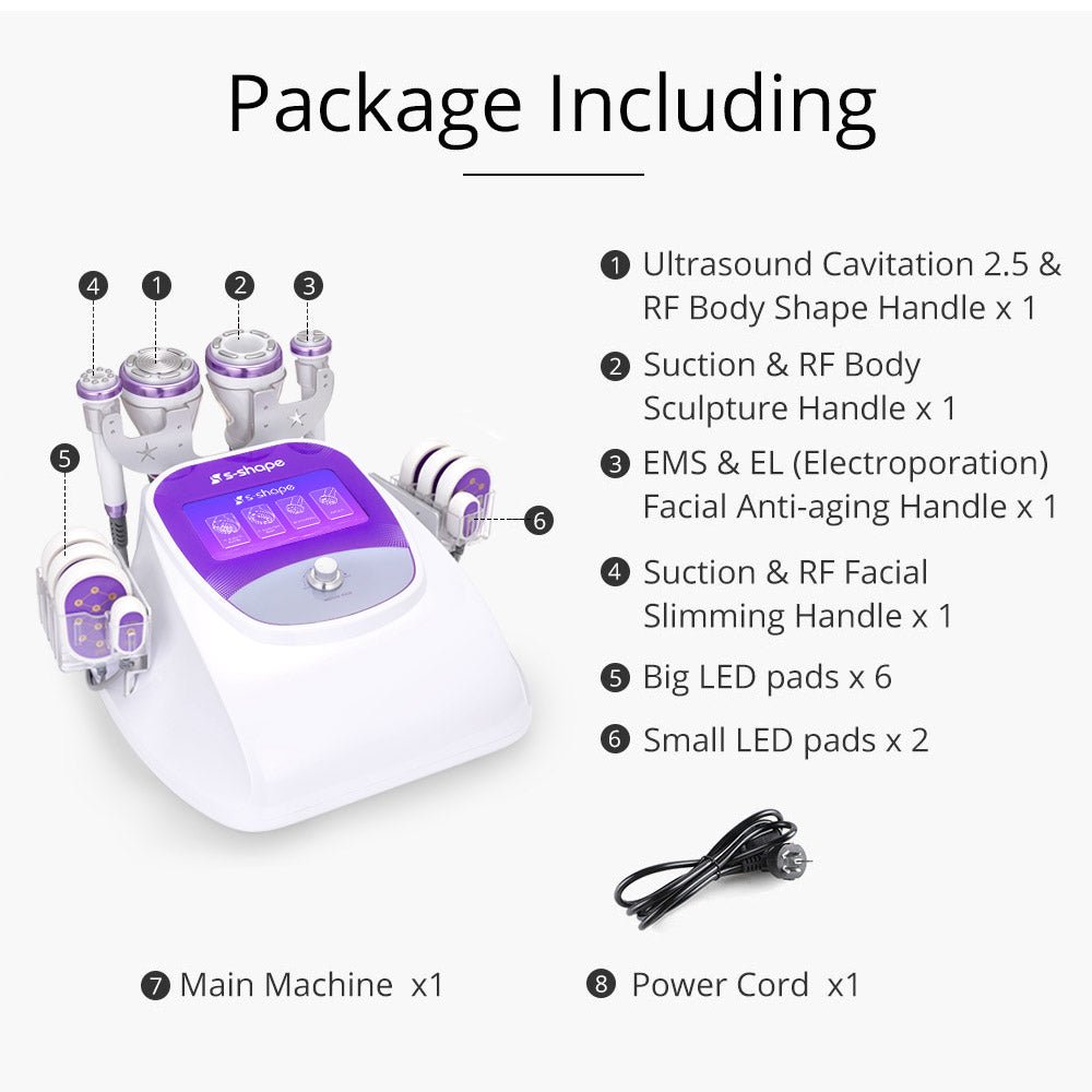 Shape Tactics S-Shape 30K Cavitation 5MHz RF EMS Electroporation & LED Laser Lipo System