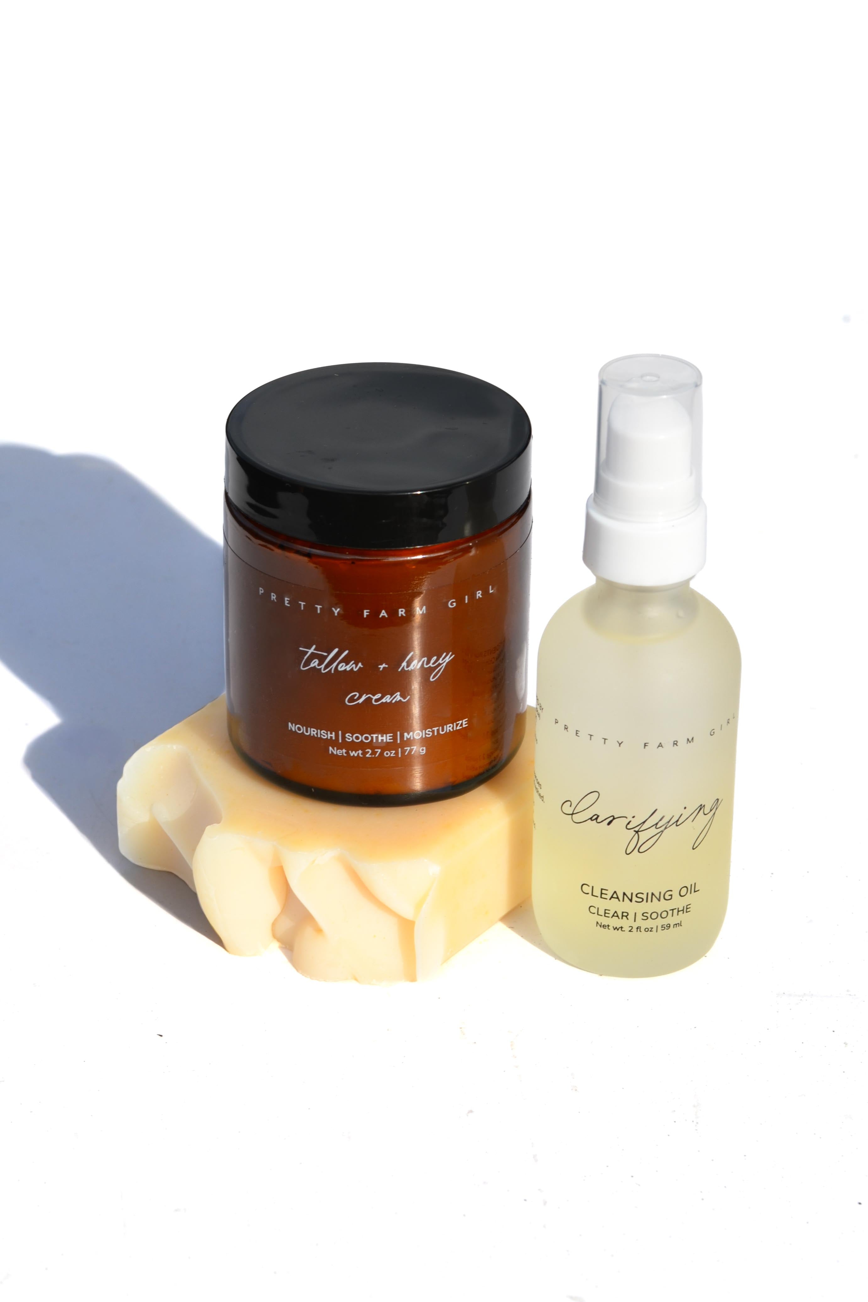 Double Cleansing Kit: Soothing – Tallow Soap, Cleansing Oil & Honey Cream